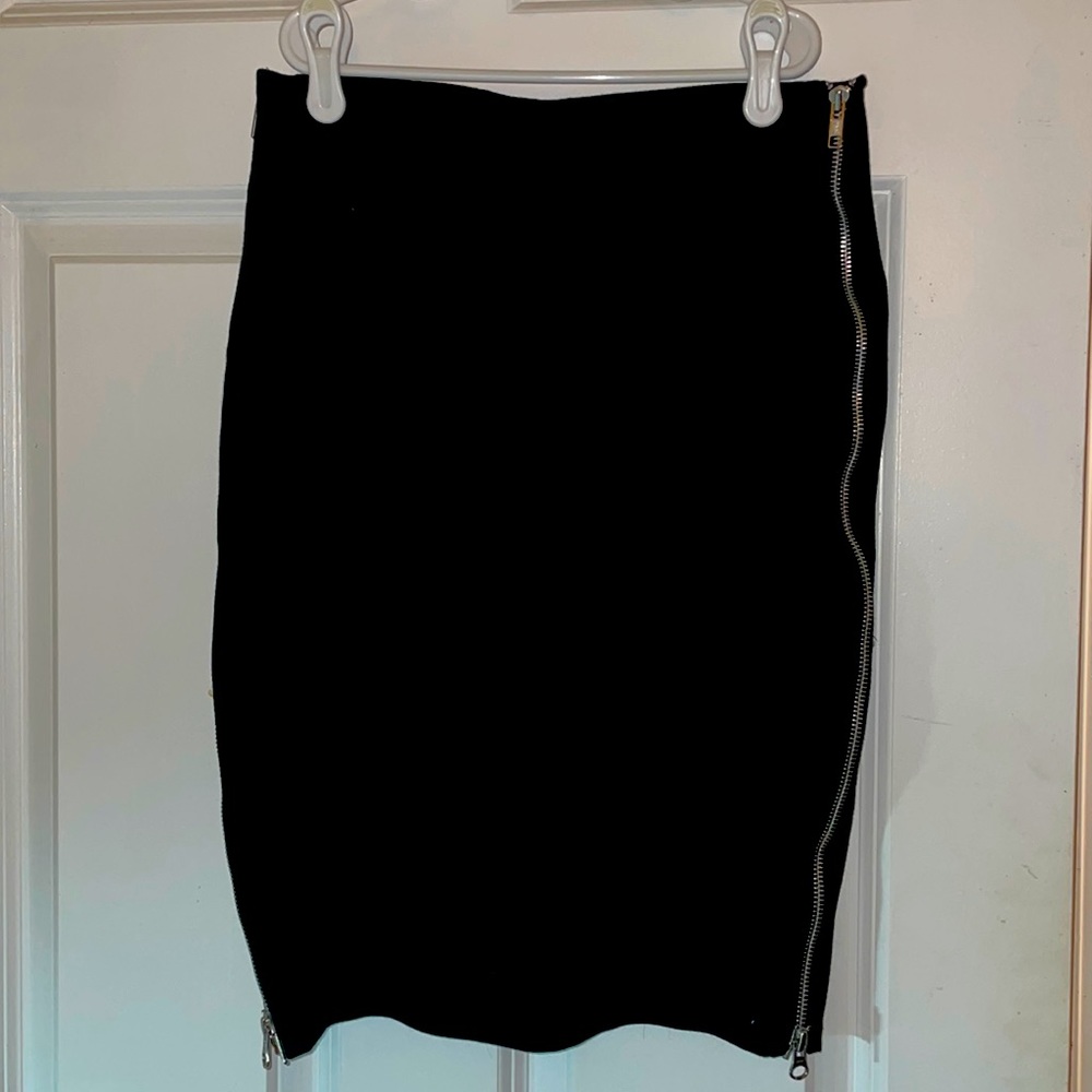 Switchblade Stiletto Black Pencil Zipper Skirt